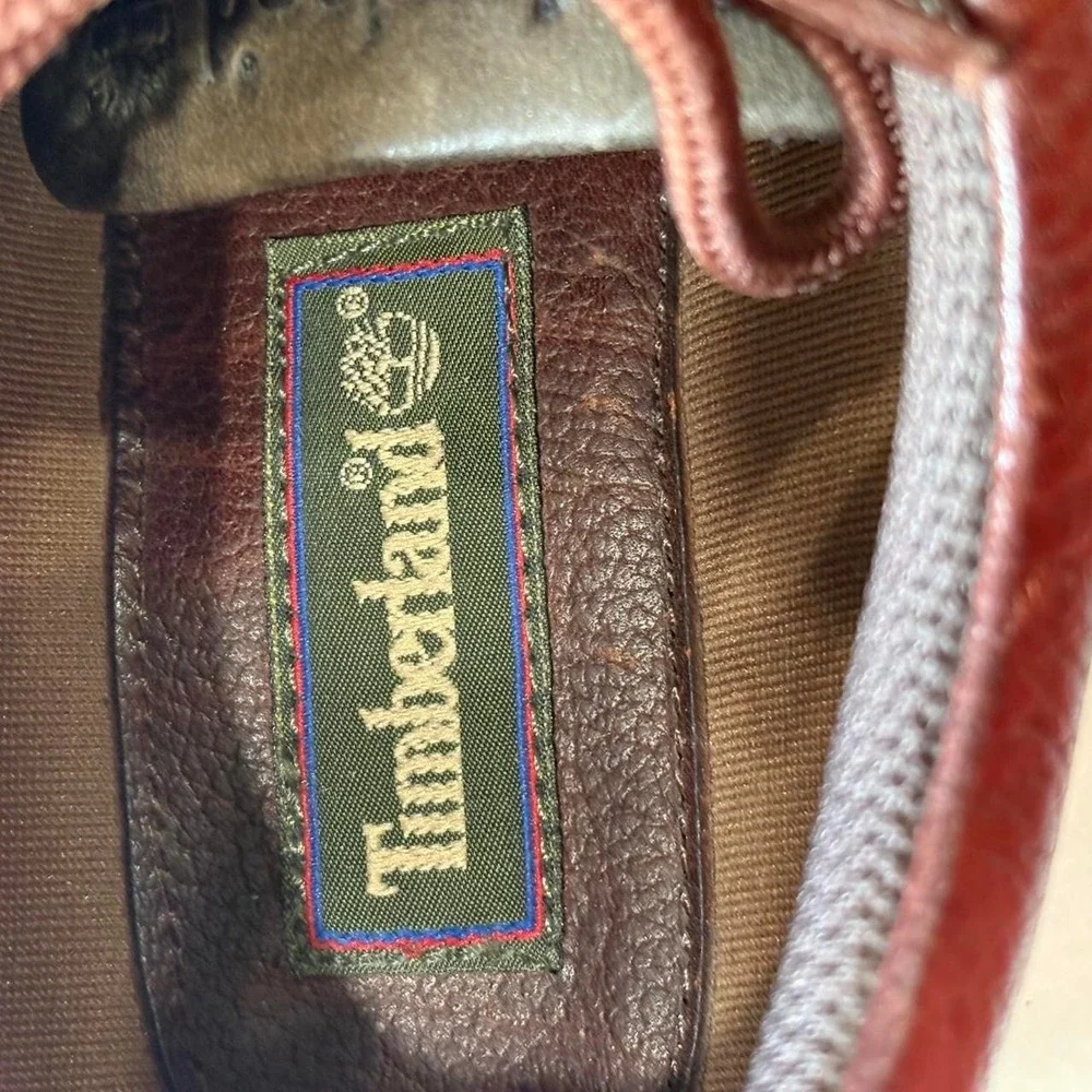 Vtg. Timberland brown leather shoes men's size 12, chunky lug sole, real leather
